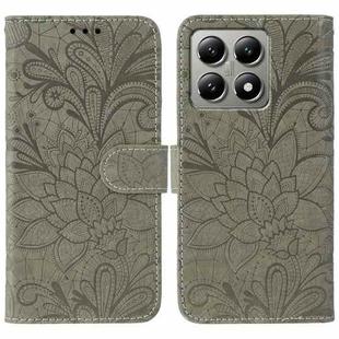 For Xiaomi 14T Lace Flower Embossing Flip Leather Phone Case(Grey)