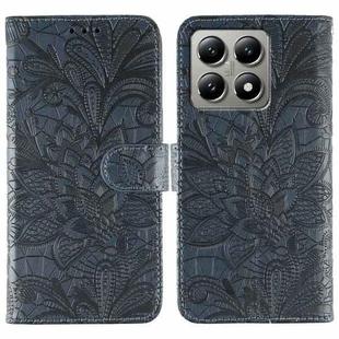 For Xiaomi 14T Lace Flower Embossing Flip Leather Phone Case(Dark Blue)