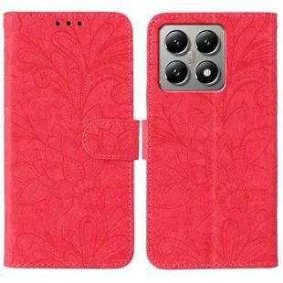 For Xiaomi 14T Lace Flower Embossing Flip Leather Phone Case(Red)