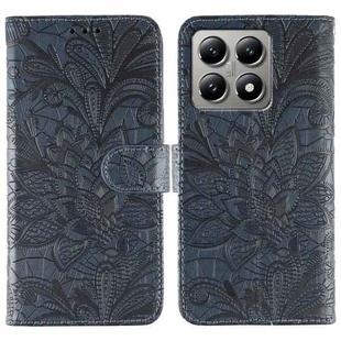 For Xiaomi 14T Pro Lace Flower Embossing Flip Leather Phone Case(Dark Blue)