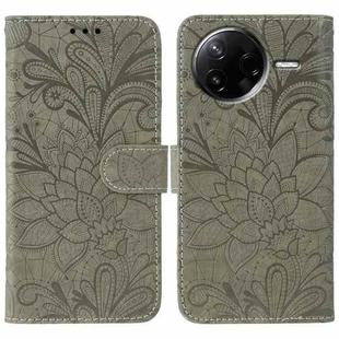 For Xiaomi Poco F7 Pro / Redmi K80 Lace Flower Embossing Flip Leather Phone Case(Grey)