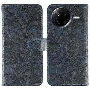 For Xiaomi Poco F7 Pro / Redmi K80 Lace Flower Embossing Flip Leather Phone Case(Dark Blue)