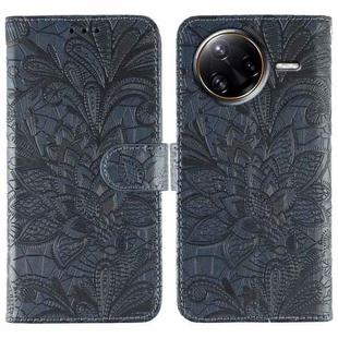For Xiaomi Poco F7 Ultra / Redmi K80 Pro Lace Flower Embossing Flip Leather Phone Case(Dark Blue)