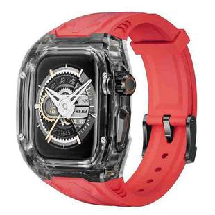 For Apple Watch SE 2023 44mm Modified PC Hybrid TPU Watch Case Band(Red Clear Black)