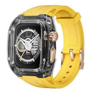 For Apple Watch SE 2023 44mm Modified PC Hybrid TPU Watch Case Band(Yellow Clear Black)
