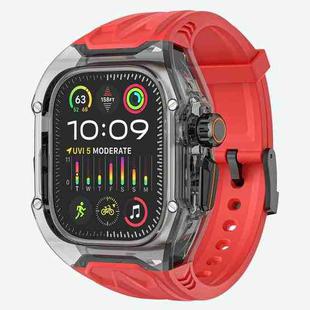For Apple Watch Ultra 2 49mm Modified PC Hybrid TPU Watch Case Band(Red Clear Black)