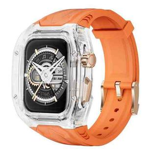 For Apple Watch Series 9 45mm Modified PC Hybrid TPU Watch Case Band(Orange Transparent)