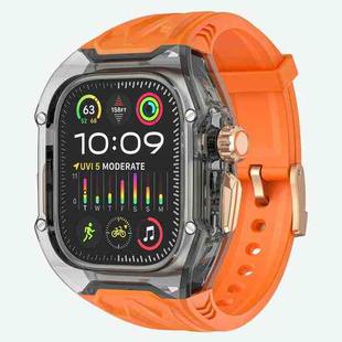 For Apple Watch Ultra 49mm Modified PC Hybrid TPU Watch Case Band(Orange Clear Black)