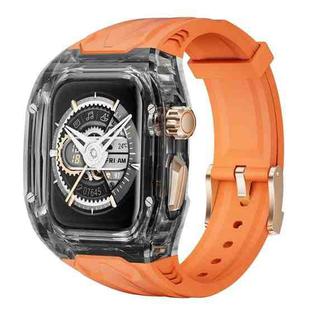 For Apple Watch Series 8 45mm Modified PC Hybrid TPU Watch Case Band(Orange Clear Black)