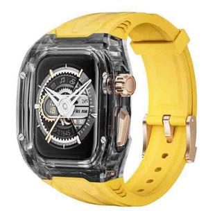 For Apple Watch Series 4 44mm Modified PC Hybrid TPU Watch Case Band(Yellow Clear Black)