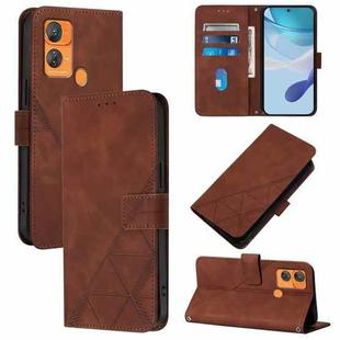 For Oukitel C33 Crossbody 3D Embossed Flip Leather Phone Case(Brown)