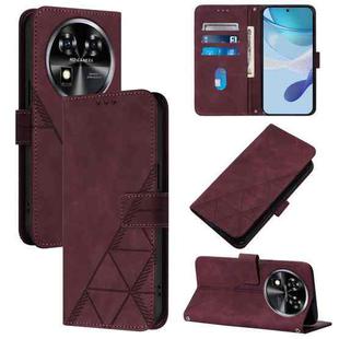 For Oukitel C37 Crossbody 3D Embossed Flip Leather Phone Case(Wine Red)