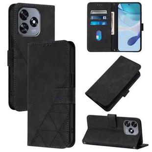 For Oukitel C51 Crossbody 3D Embossed Flip Leather Phone Case(Black)