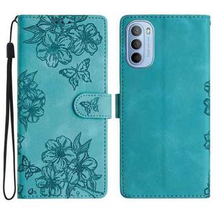 For Motorola Moto G31 / G41 Cherry Blossom Butterfly Skin Feel Embossed PU Phone Case(Green)