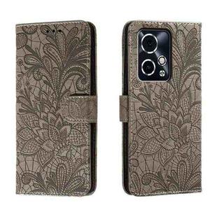 For Honor 90 GT Lace Flower Embossing Flip Leather Phone Case(Grey)