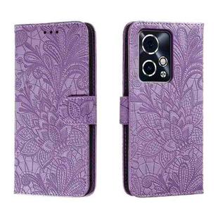 For Honor 90 GT Lace Flower Embossing Flip Leather Phone Case(Purple)