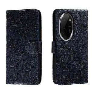 For Honor 100 Pro Lace Flower Embossing Flip Leather Phone Case(Dark Blue)