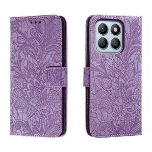 For Honor X8B Lace Flower Embossing Flip Leather Phone Case(Purple)