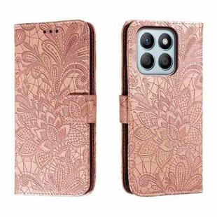 For Honor X8B Lace Flower Embossing Flip Leather Phone Case(Rose Gold)