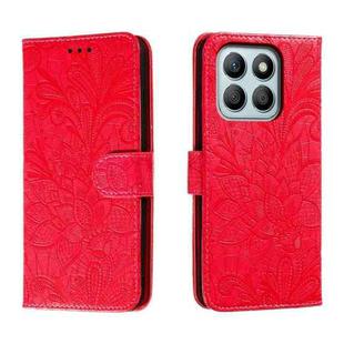 For Honor X8B Lace Flower Embossing Flip Leather Phone Case(Red)