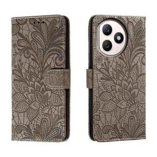 For Honor X50i+ Lace Flower Embossing Flip Leather Phone Case(Grey)