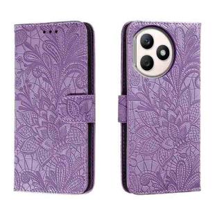 For Honor X50i+ Lace Flower Embossing Flip Leather Phone Case(Purple)