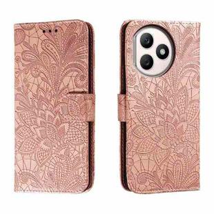 For Honor X50i+ Lace Flower Embossing Flip Leather Phone Case(Rose Gold)