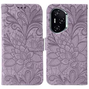 For Honor 400 Lace Flower Embossing Flip Leather Phone Case(Purple)
