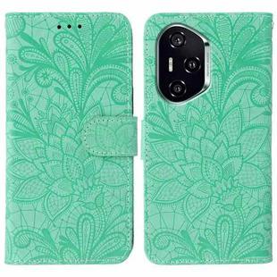 For Honor 400 Lace Flower Embossing Flip Leather Phone Case(Green)