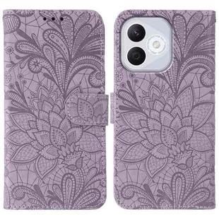 For Honor 400 Lite Lace Flower Embossing Flip Leather Phone Case(Purple)