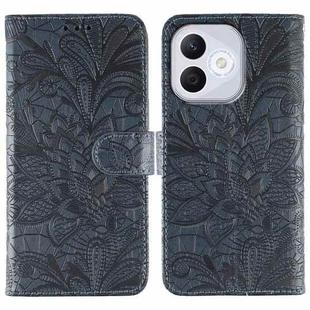 For Honor 400 Lite Lace Flower Embossing Flip Leather Phone Case(Dark Blue)