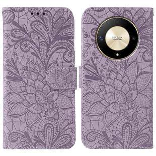 For Honor Magic6 Lite / X50 / X9b Lace Flower Embossing Flip Leather Phone Case(Purple)