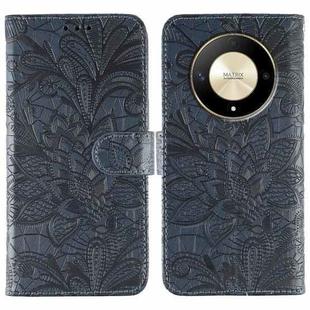 For Honor Magic6 Lite / X50 / X9b Lace Flower Embossing Flip Leather Phone Case(Dark Blue)