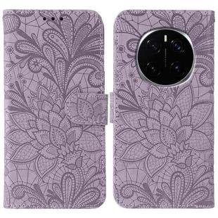 For Honor Magic7 Pro Lace Flower Embossing Flip Leather Phone Case(Purple)