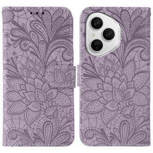 For Honor 400 Pro Global 160.8mm Lace Flower Embossing Flip Leather Phone Case(Purple)