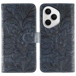 For Honor 400 Pro Global 160.8mm Lace Flower Embossing Flip Leather Phone Case(Dark Blue)