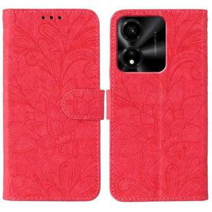 For Honor X5c Plus Lace Flower Embossing Flip Leather Phone Case(Red)