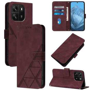 For Blackview Wave 6C Crossbody 3D Embossed Flip Leather Phone Case(Wine Red)