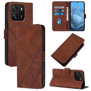 For Blackview Wave 6C Crossbody 3D Embossed Flip Leather Phone Case(Brown)