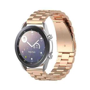 For Galaxy Watch 3 41mm Three Stainless Steel Watch Band, Size: 20mm(Rose Gold)