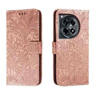 For OnePlus ACE 3 Lace Flower Embossing Flip Leather Phone Case(Rose Gold)