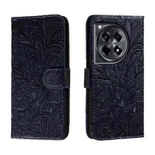 For OnePlus ACE 3 Lace Flower Embossing Flip Leather Phone Case(Dark Blue)