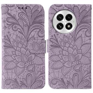 For OnePlus 13 Lace Flower Embossing Flip Leather Phone Case(Purple)