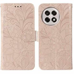 For OnePlus Ace 5 Pro / Ace 5 Lace Flower Embossing Flip Leather Phone Case(Rose Gold)