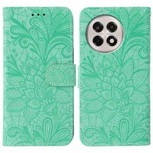 For OnePlus Ace 5 Pro / Ace 5 Lace Flower Embossing Flip Leather Phone Case(Green)