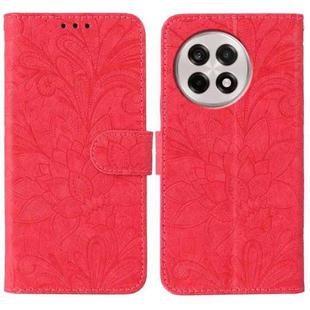 For OnePlus Ace 5 Pro / Ace 5 Lace Flower Embossing Flip Leather Phone Case(Red)