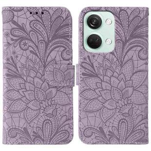 For OnePlus Nord 3 5G / Ace 2V Lace Flower Embossing Flip Leather Phone Case(Purple)