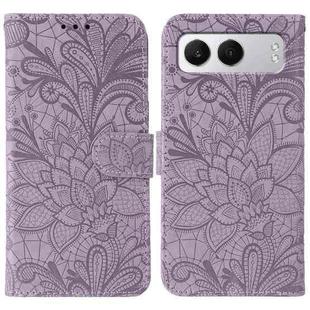 For OnePlus Nord 4 Lace Flower Embossing Flip Leather Phone Case(Purple)