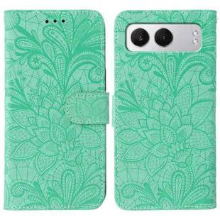 For OnePlus Nord 4 Lace Flower Embossing Flip Leather Phone Case(Green)