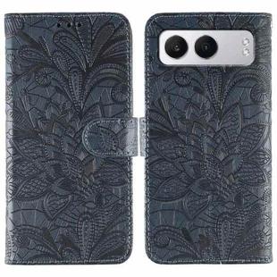 For OnePlus Nord 4 Lace Flower Embossing Flip Leather Phone Case(Dark Blue)